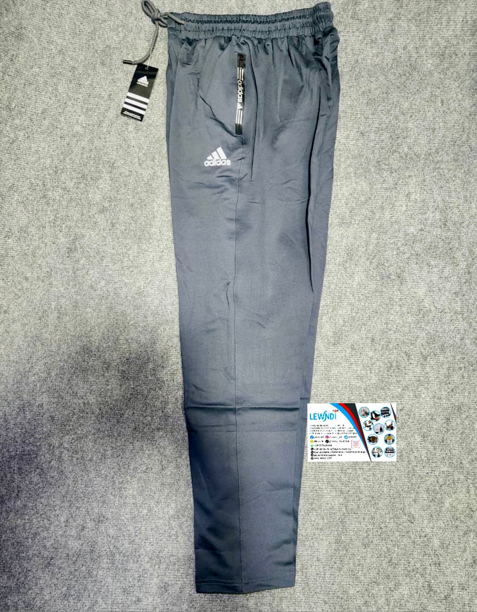 Pantalon jogging sport Adidas gris fonce avec fermeture TSPJ01 lewndi