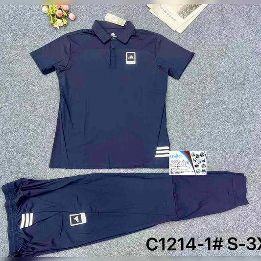 Ensemble T-shirt à col roulé avec pantalon Adidas (Bleu Fonce) MSELP05