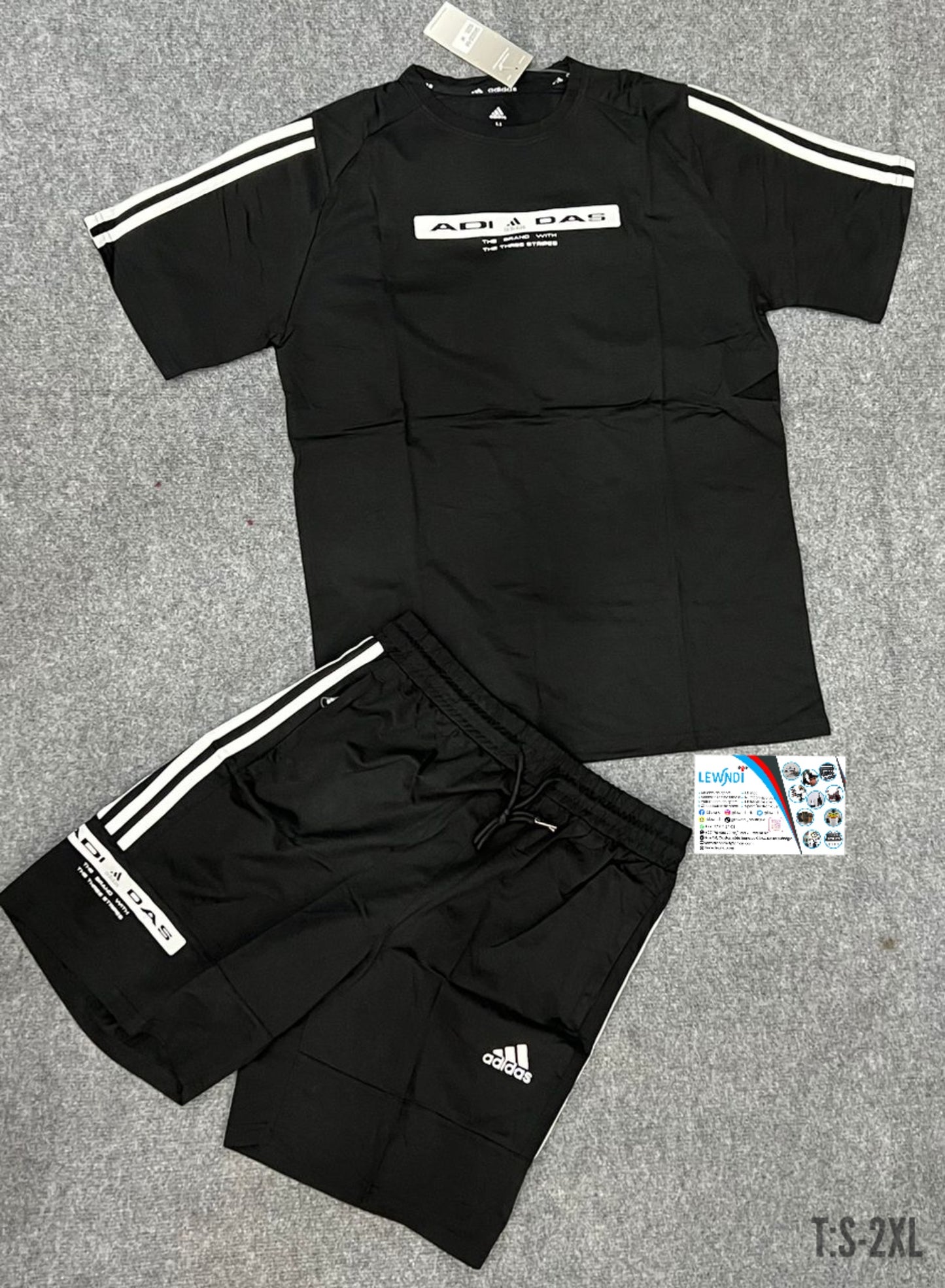 Ensemble t-shirt + short avec fermeture Adidas Noir MSETS01