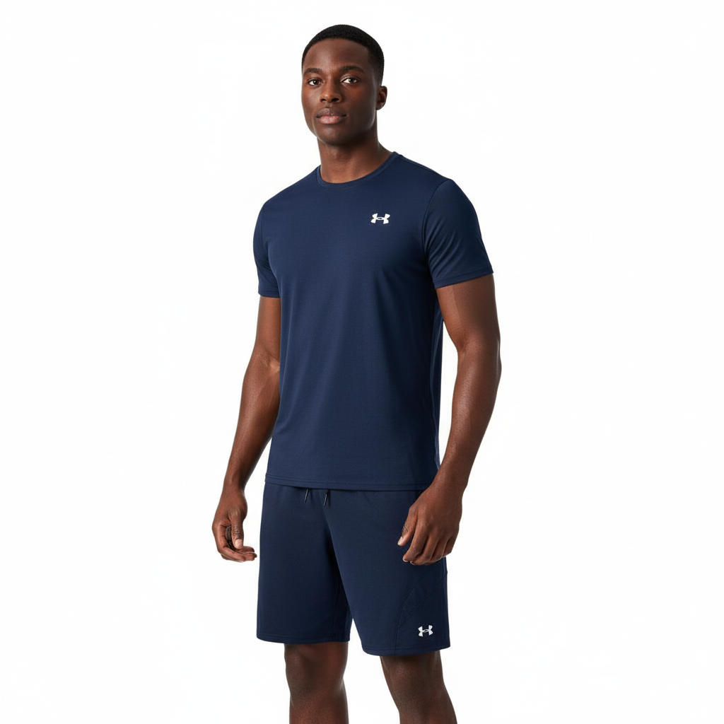 Ensemble de sport Under Armour Unisexe – T-shirt & Short (Marine)