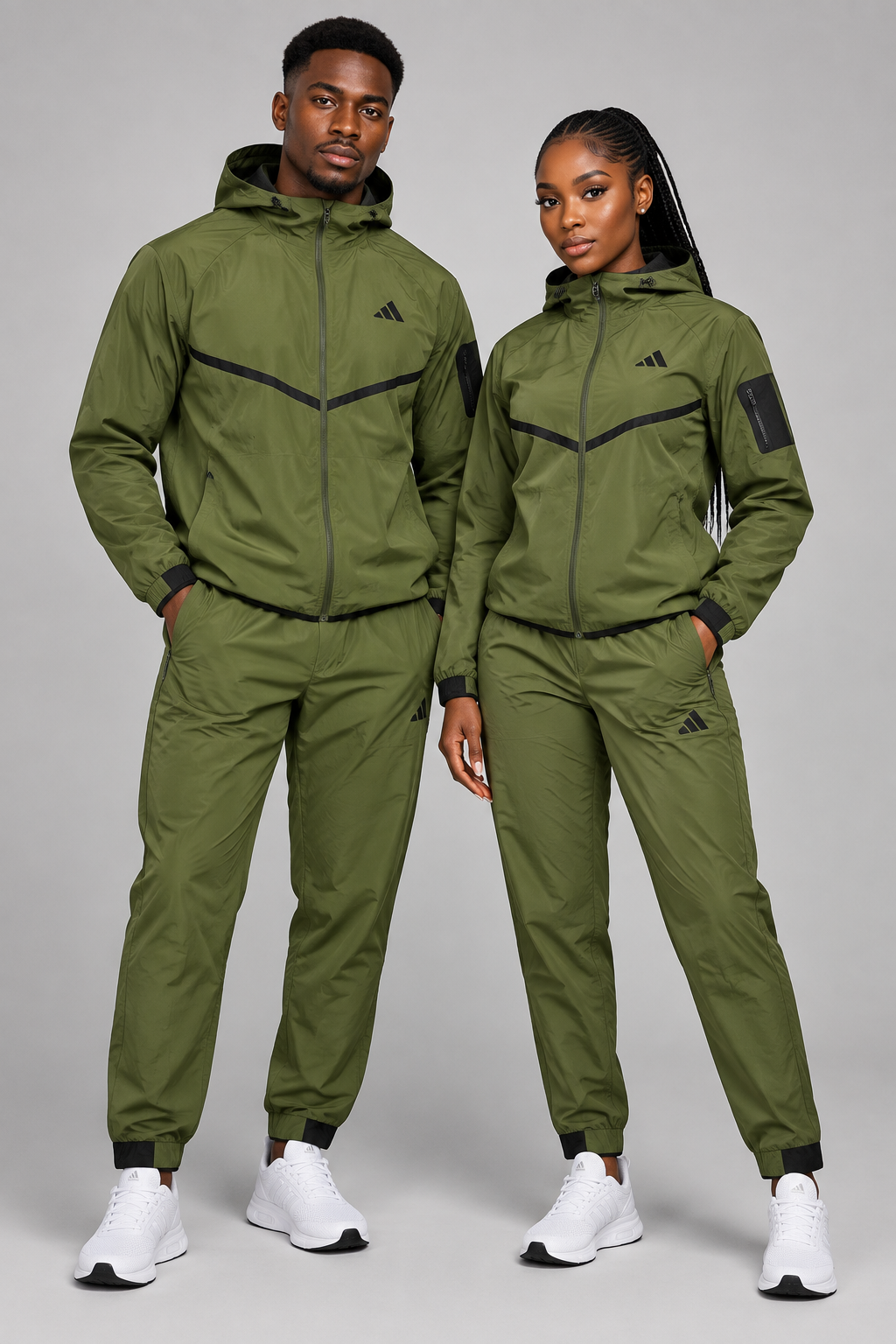 Ensemble Survêtement fitness Adi-das swoosh avec Capuche Vert