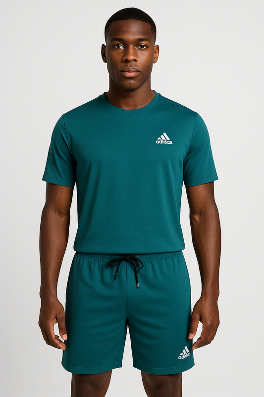 Ensemble de sport Adidas Unisexe – T-shirt & Short (Vert sarcelle)