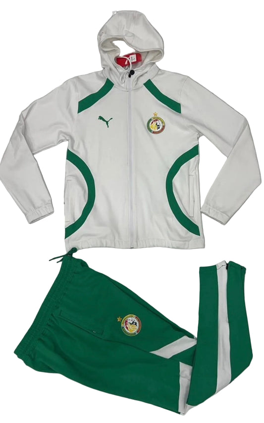 Ensemble Survêtement Senegal avec capuche (blanc/vert) 2026 SMSSC04
