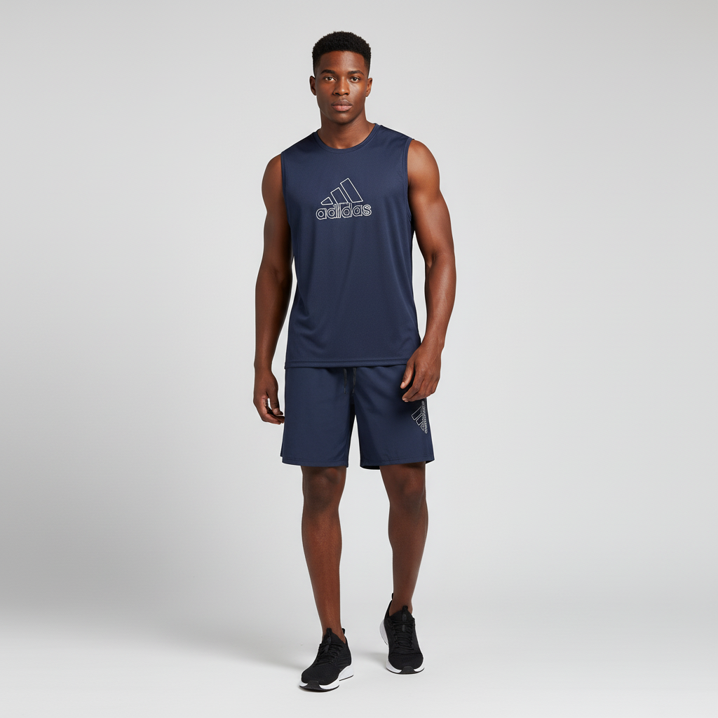 Ensemble de sport Débardeur avec short Adidas (Marine) MSEDSA05