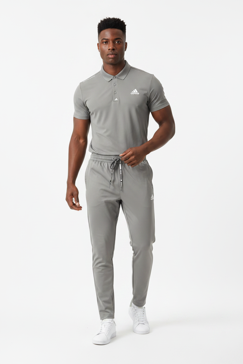 T-shirt col roulé Adi-das et pantalon jogging avec fermeture (Gris) TPJFMAS05