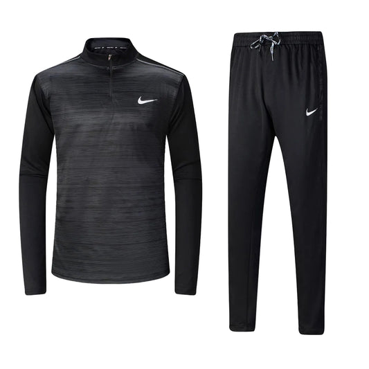 Ensemble Nike sport long manche col zippé avec pantalon jogging (Noir) MSESLMN07