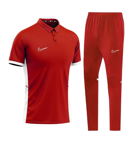 Ensemble T-shirt col roulé & Jogging Nike (Rouge)– Style Sport Premium