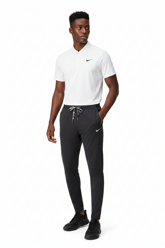 T-shirt col roulé fermeture Ni-ke et pantalon jogging avec (Noir/Blanc) TPJFMNS13