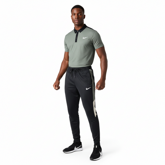 Ensemble t-shirt col roulé Nike avec pantalon jogging qualité dri-fit (Olive) TPMSN03