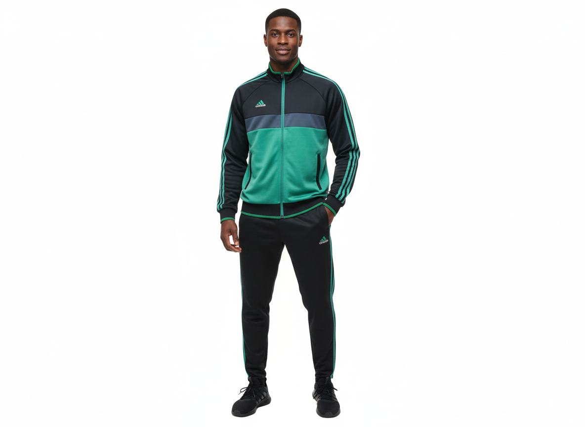 Ensemble Survêtement Loisir Adidas (noir/vert) avec fermeture
