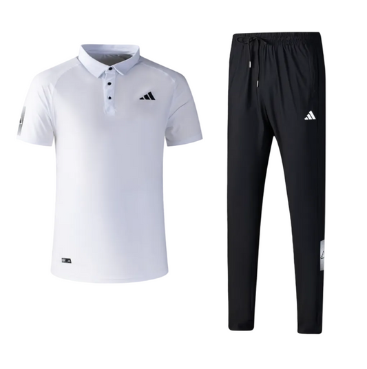 Ensemble col roulé Adidas avec pantalon jogging (Blanc/Noir) ECPAMS01