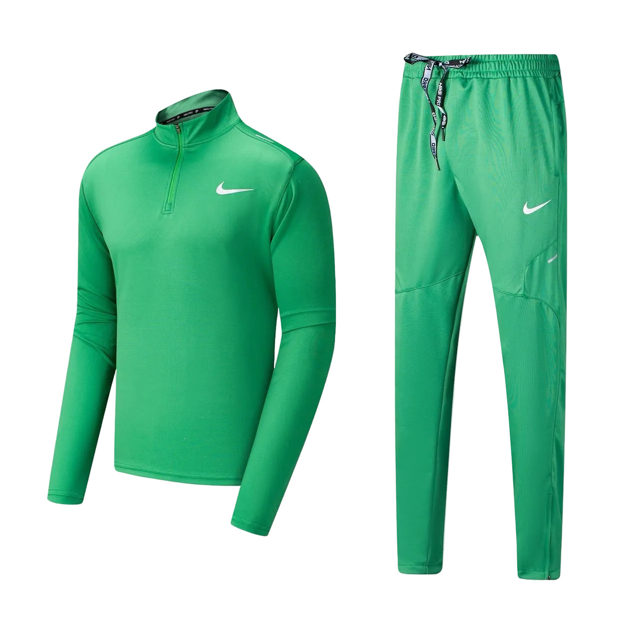 Ensemble Nike sport long manche col zippé avec pantalon jogging (Vert) MSESLMN05