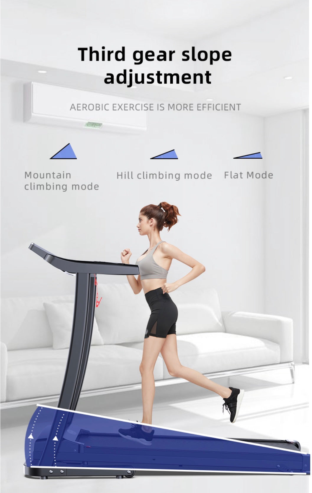 Tapis de course pliant Moteur de 2,0 CV Inclinaison manuelle à 3 niveaux KMSTPS01