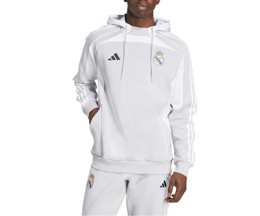 Ensemble survêtement REAL MADRID Saison 2025-2025 URBAN PURIST (BLANC/GRIS) avec capuche
