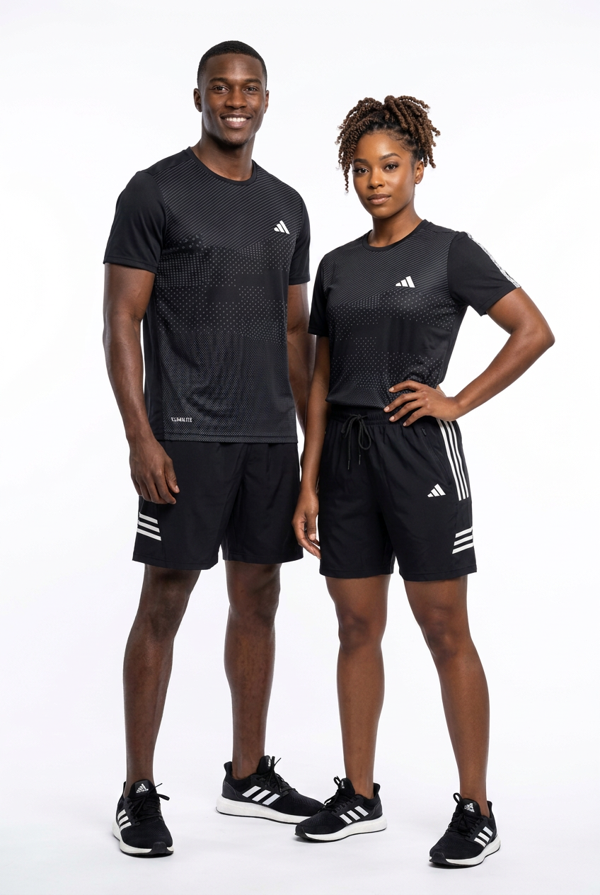 Ensemble de T-shirt et Short Unisexe Adi-das (Climalite) Sport confort Noir