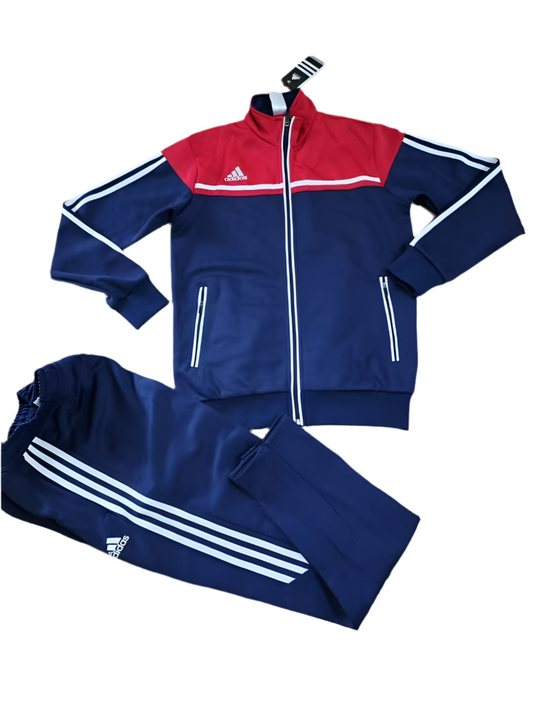 Ensemble Survêtement Loisir Adidas (Bleu/Rouge) avec fermeture