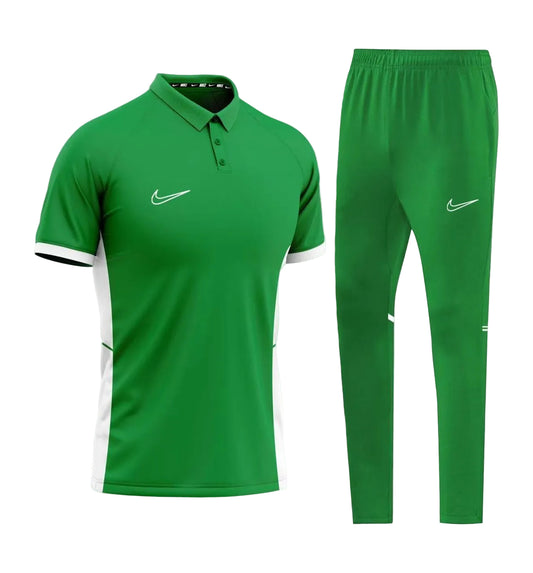 Ensemble T-shirt col roulé & Jogging Nike (Vert)– Style Sport Premium