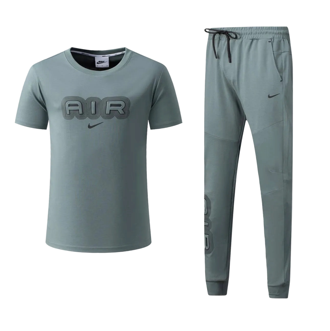 Ensemble Ni-ke AIR Coton – T-shirt & Pantalon Jogging avec fermeture Tech (Vert)