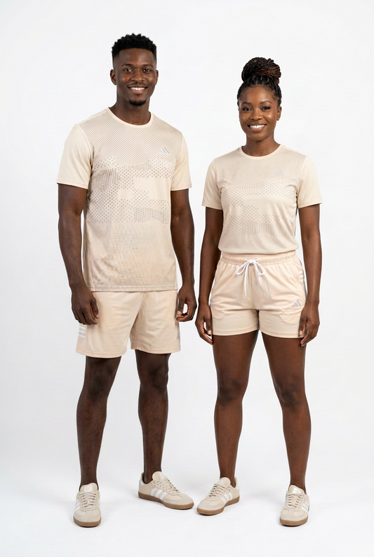 Ensemble de T-shirt et Short Unisexe Adi-das (Climalite) Sport confort Or-rose
