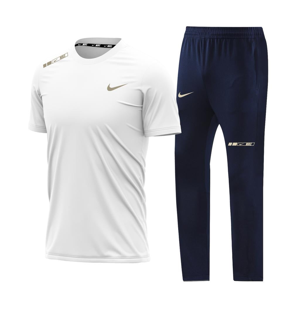T-shirt sport + pantalon Nike avec fermeture (Blanc) MTSTPN06