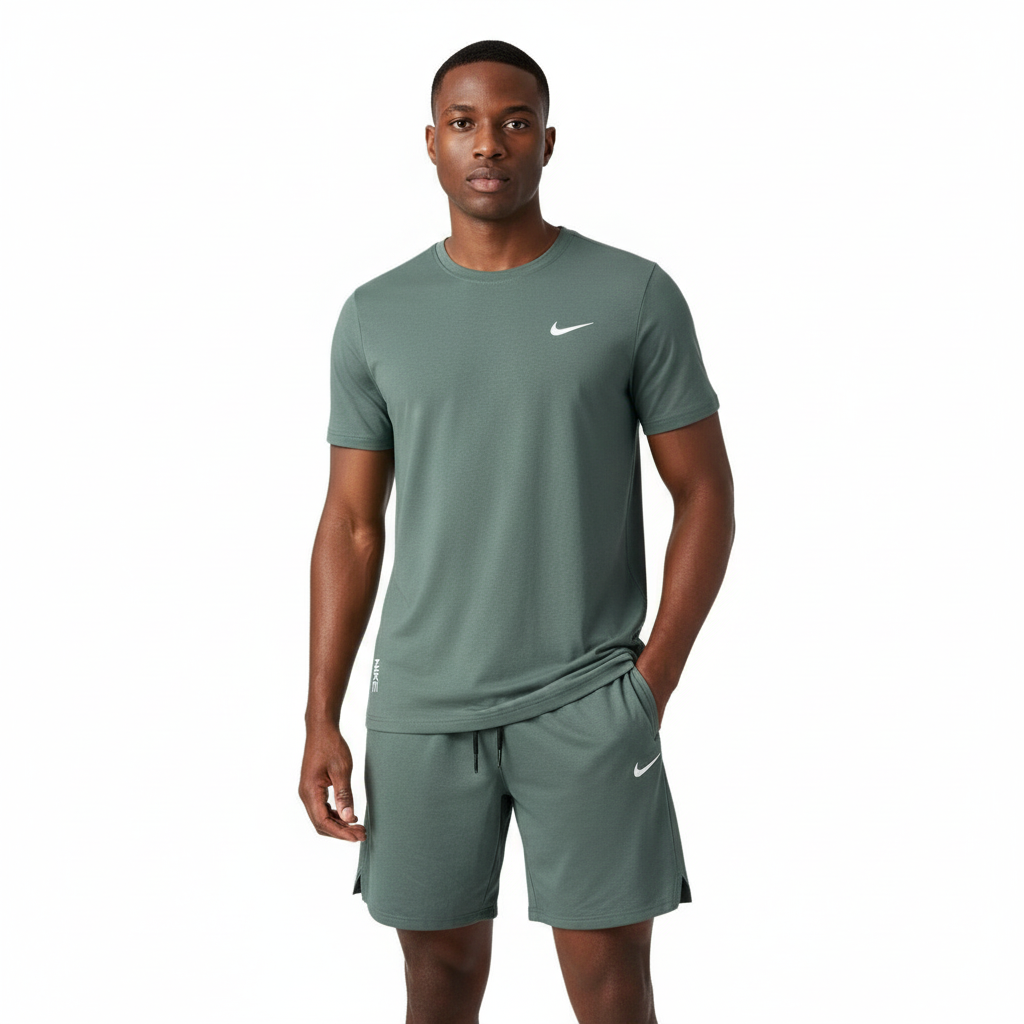 Ensemble de sport Nike Unisexe – T-shirt & Short (Olive)