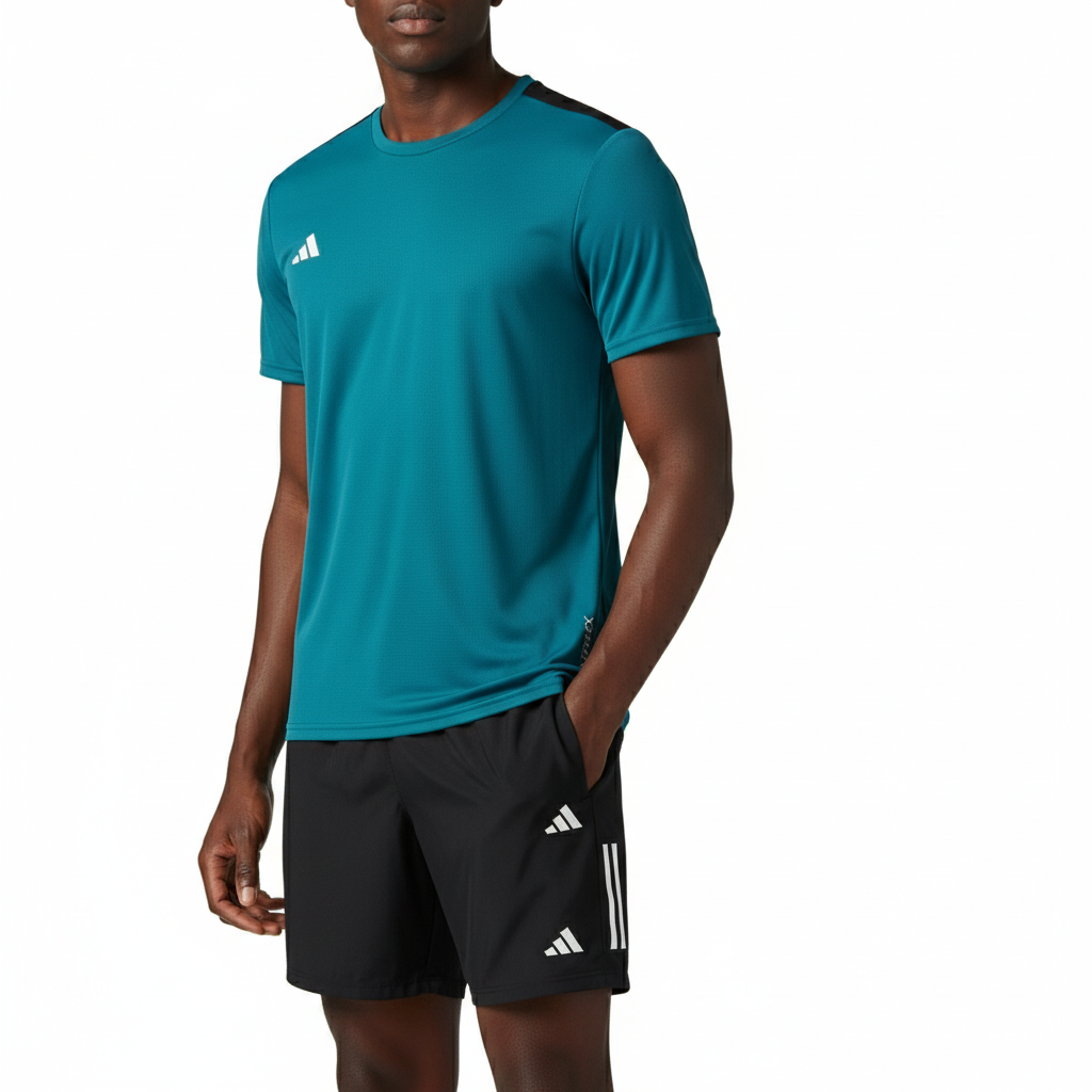 Ensemble de sport Adidas Unisexe – T-shirt & Short (Vert sarcelle/Noir)