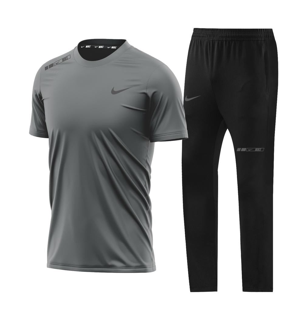 T-shirt sport + pantalon Nike avec fermeture (Gris) MTSTPN03
