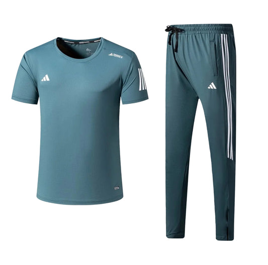 Ensemble Sport (Adi-das) – T-shirt & Pantalon Style Performance Vert TPESMSA02
