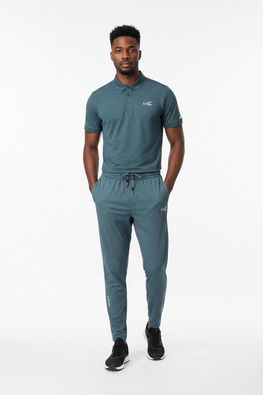 T-shirt col roule Ni-ke Air et pantalon jogging avec fermeture (Vert) TPJFMNS18