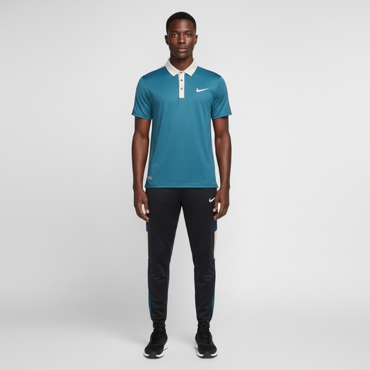 Ensemble t-shirt col roulé Nike avec pantalon jogging qualité dri-fit (Bleu) TPMSN05