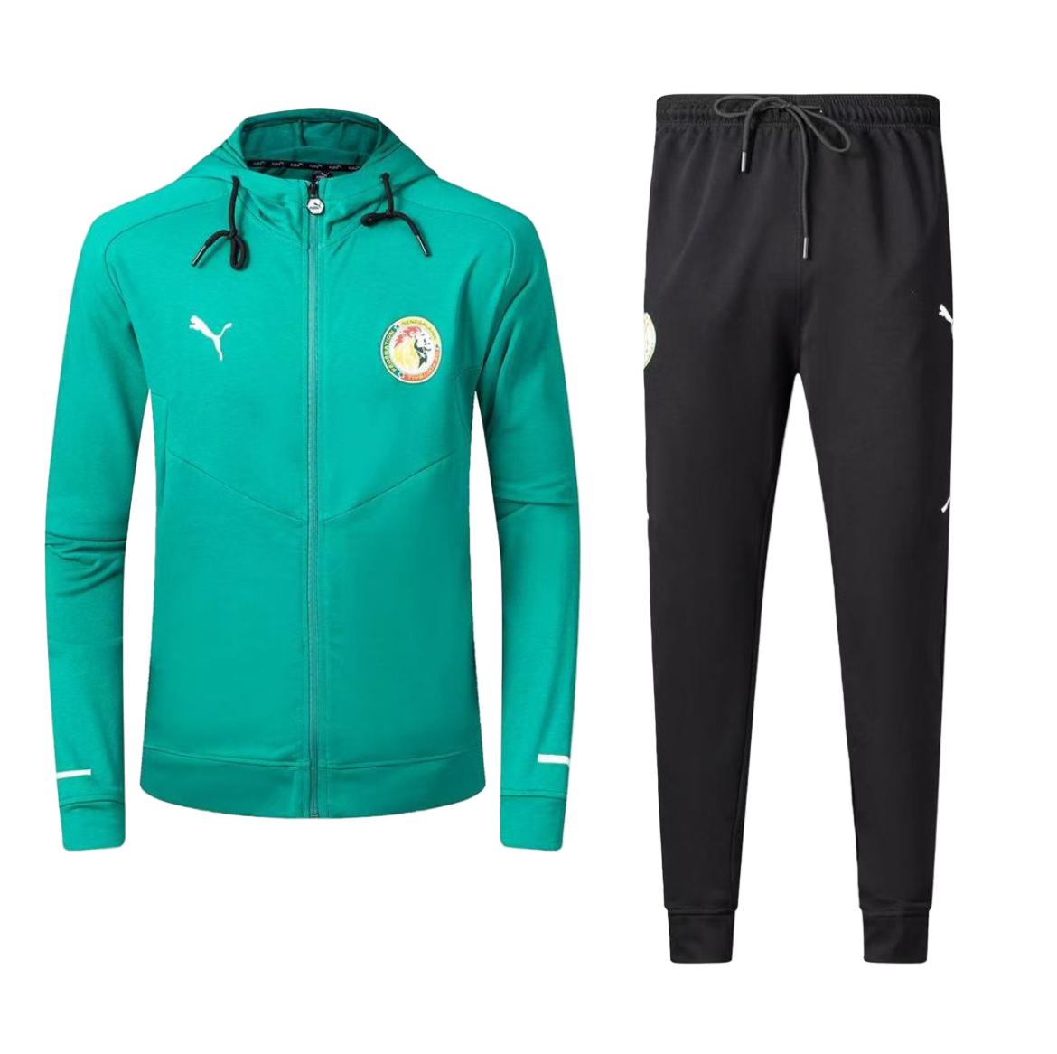 Ensemble Survêtement Senegal avec capuche (coton) (vert/noir) 2026 SMSSC01