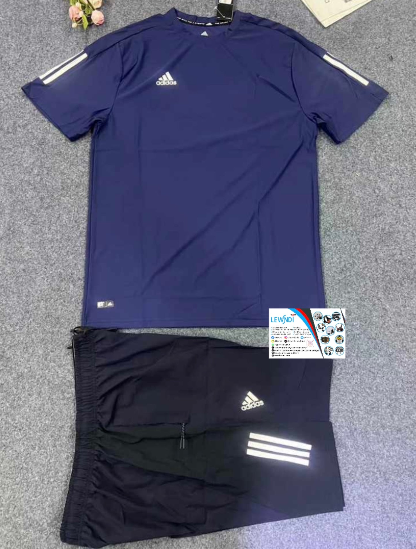Ensemble T-shirt avec short Adidas (Bleu/Bleu Foncé) MS-09