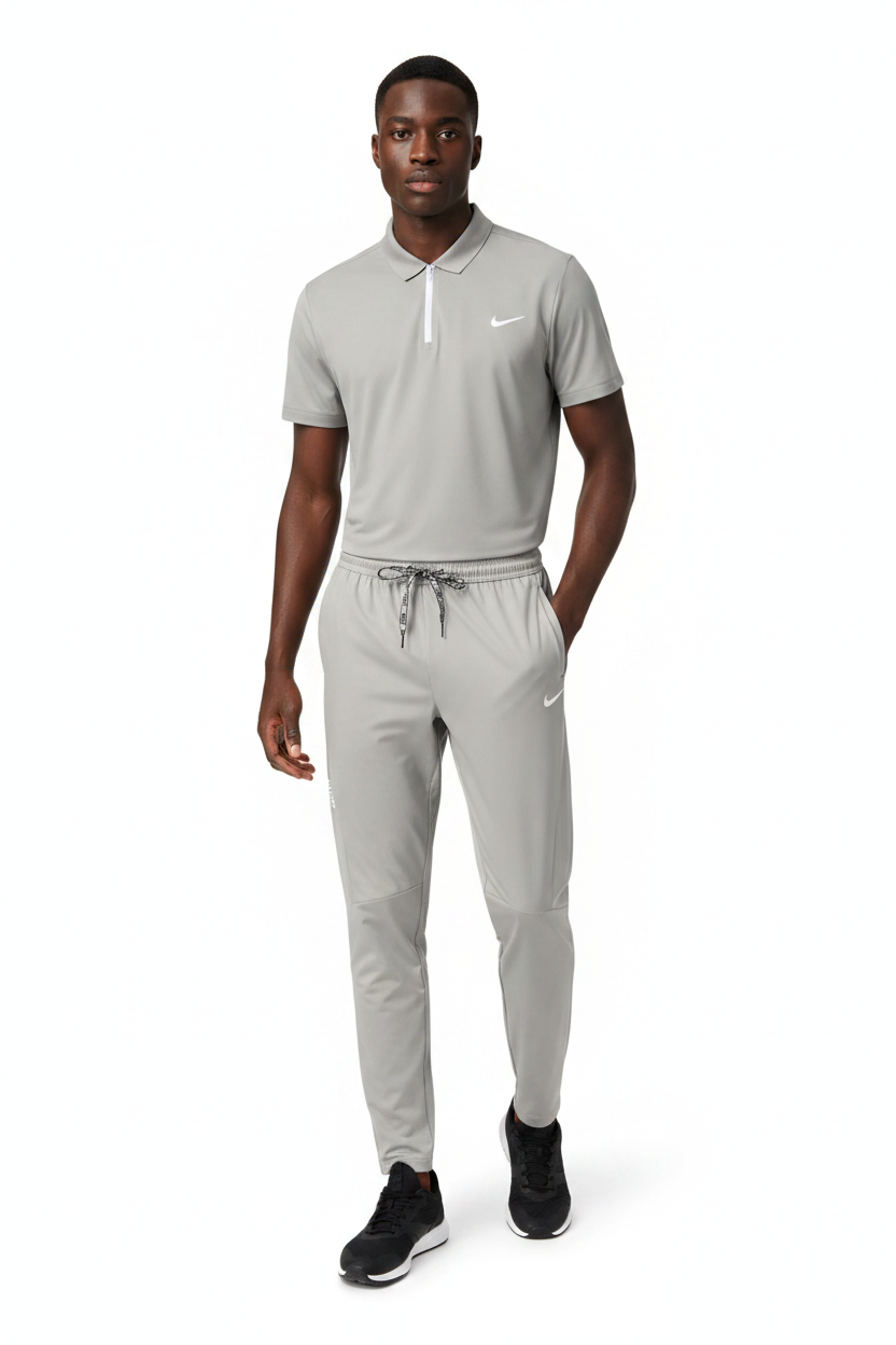 T-shirt col roulé fermeture Ni-ke et pantalon jogging avec (Gris Clair) TPJFMNS11