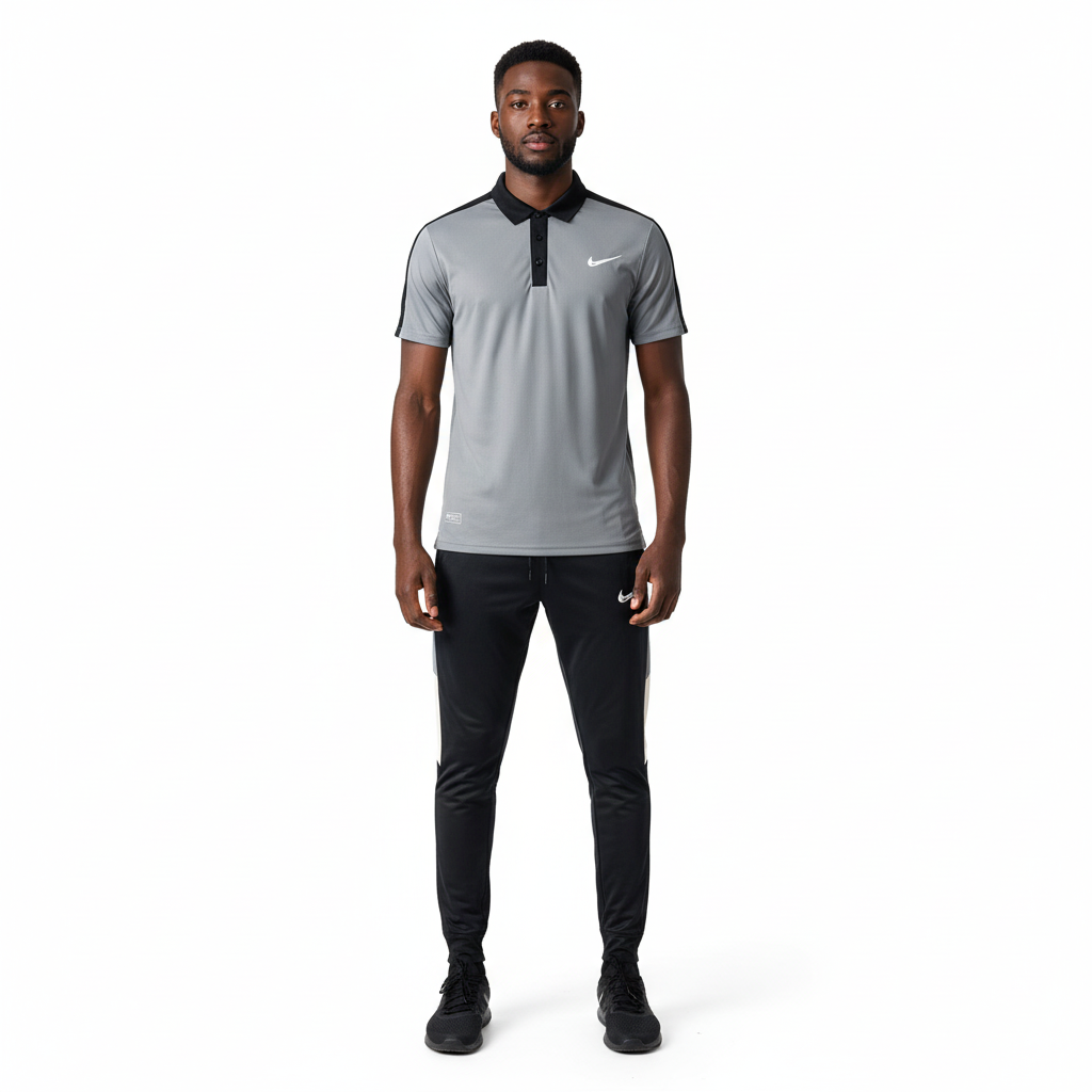 Ensemble t-shirt col roulé Nike avec pantalon jogging qualité dri-fit (Gris) TPMSN04