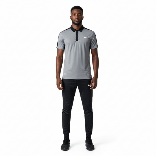 Ensemble t-shirt col roulé Nike avec pantalon jogging qualité dri-fit (Gris) TPMSN04