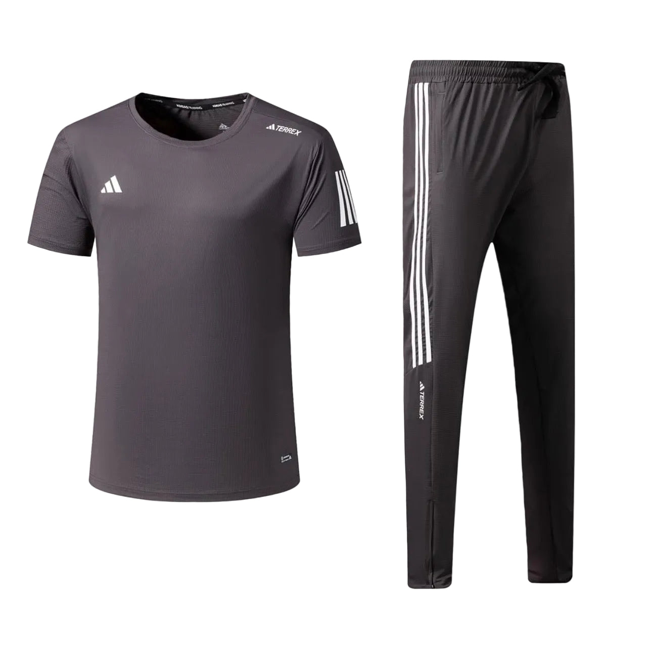 Ensemble Sport (Adi-das) – T-shirt & Pantalon Style Performance Marron TPESMSA05