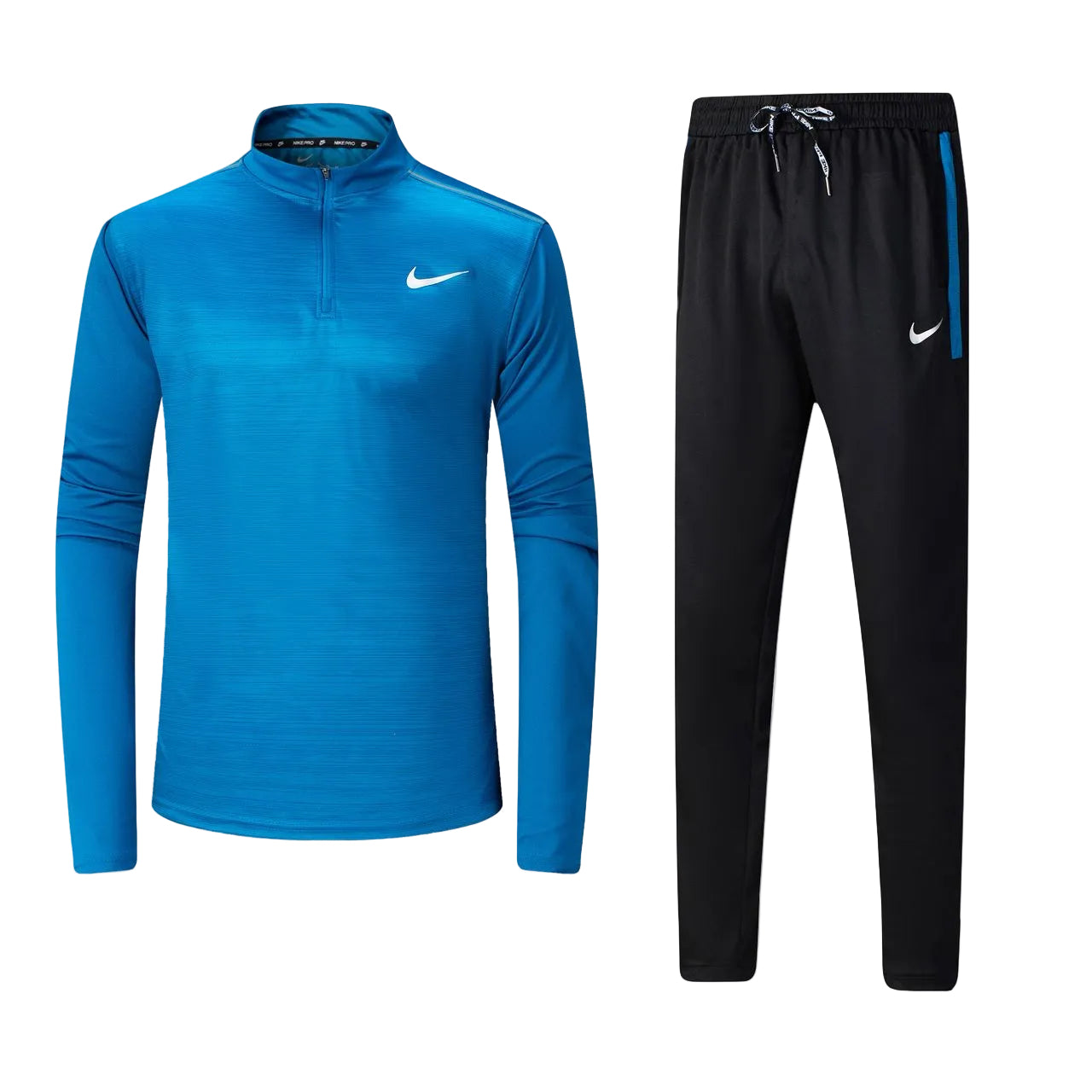 Ensemble Nike sport long manche col zippé avec pantalon jogging (Bleu foncé/Noir) MSESLMN10