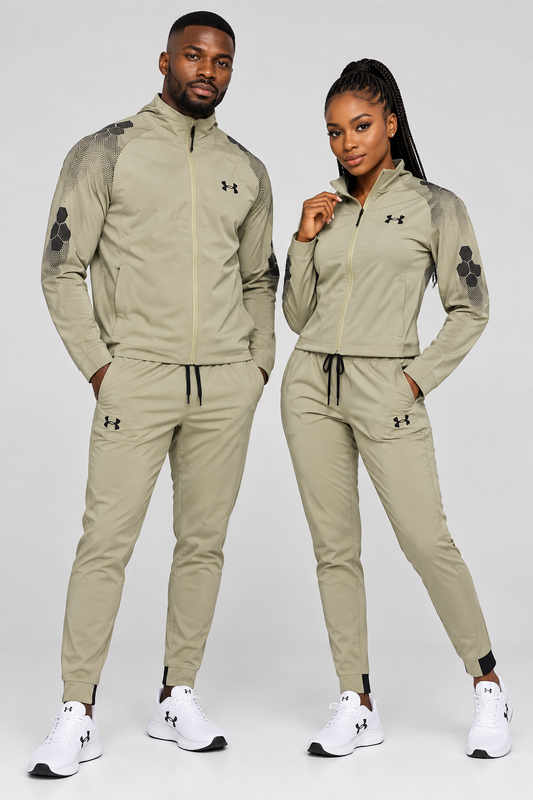 Ensemble Survêtement fitness avec fermeture (toile) Beige