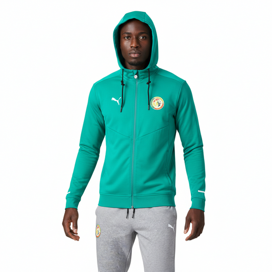 Ensemble Survêtement Senegal avec capuche (coton) (vert/gris) 2025-2026 SMSSC02