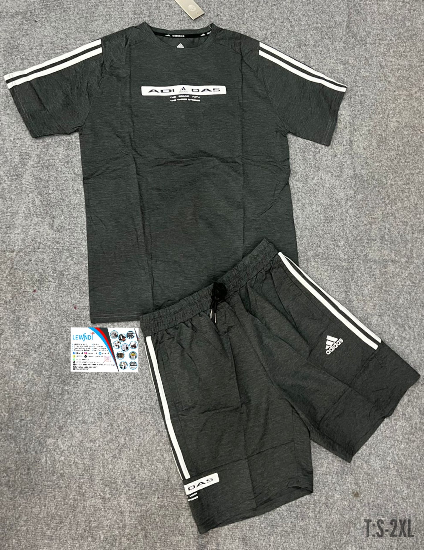 Ensemble t-shirt + short avec fermeture Adidas Gris Foncé MSETS04