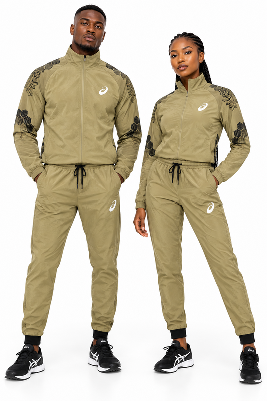 Ensemble Survêtement fitness ASICS avec fermeture (toile) Marron