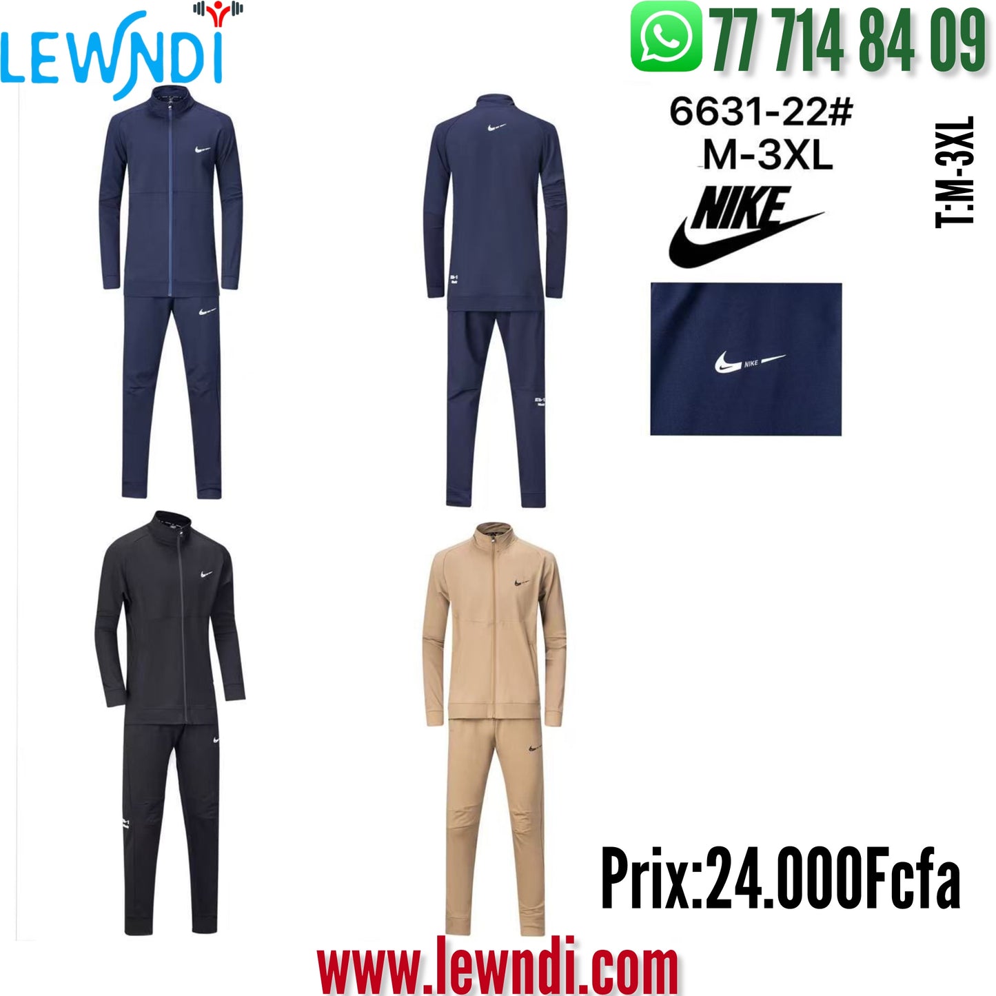 Ensemble Survêtement Classique Nike Noir (coton leger) avec fermeture MSESN04
