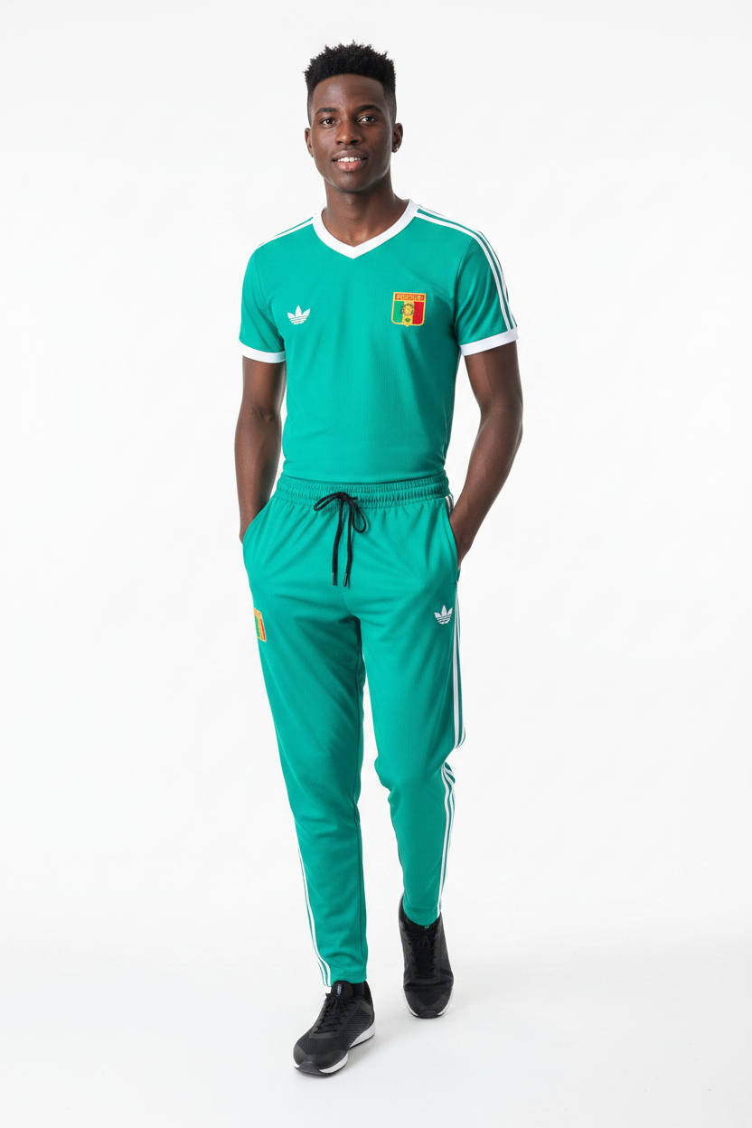 Ensemble Sénégal Premium – (Vert Émeraude) T-shirt avec pantalon ETPSMS01