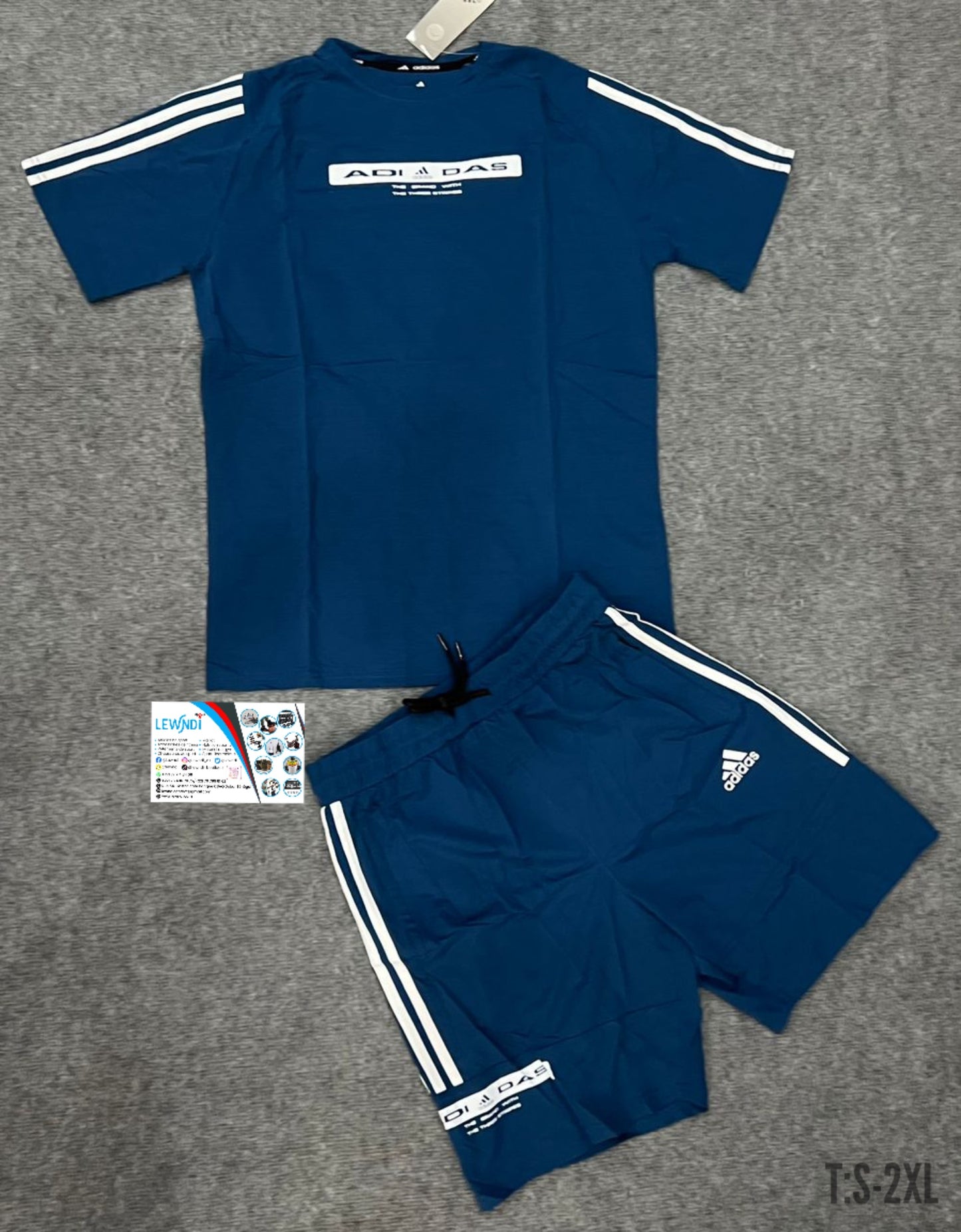 Ensemble t-shirt + short avec fermeture Adidas Bleu MSETS02