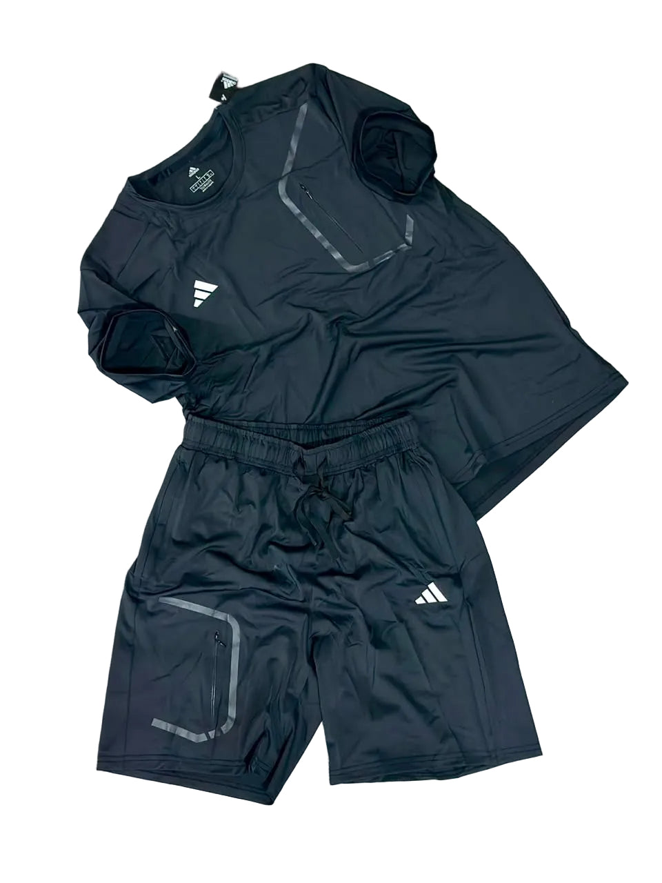 Ensemble sport (Adidas) – T-shirt & Short avec fermeture (Noir) ETFSTSA06