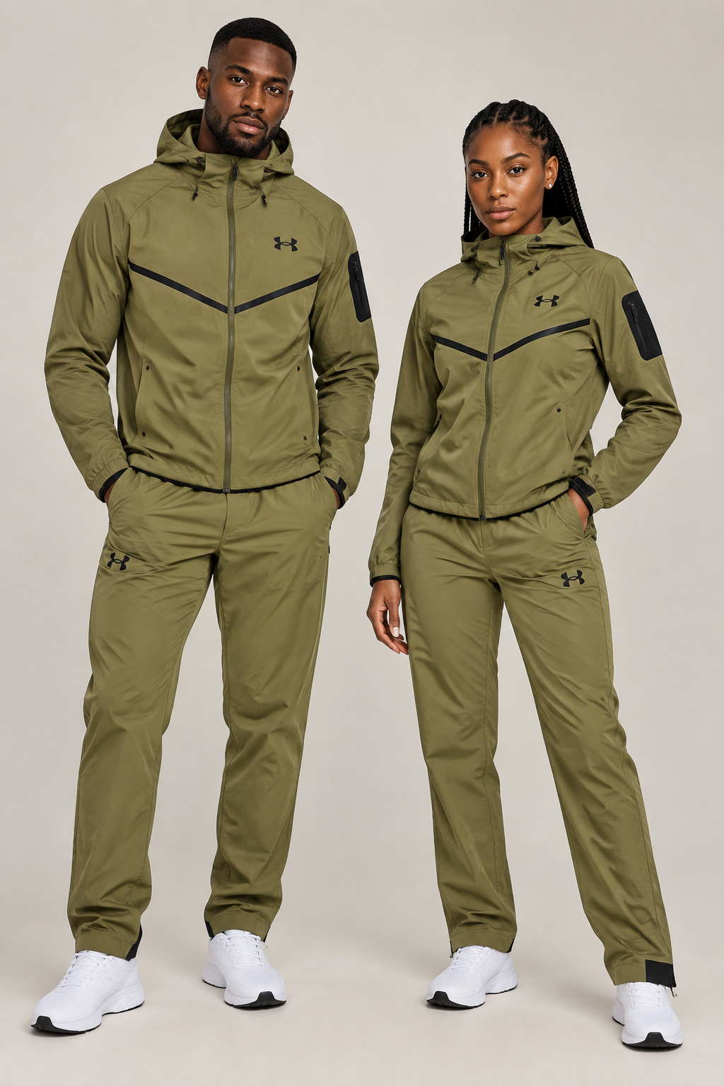 Ensemble Survêtement fitness UA avec Capuche (toile) Marron