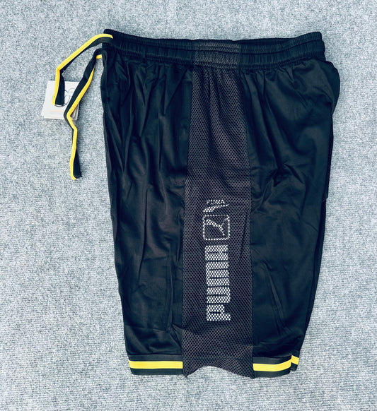 Short loisir Puma noir (bande Jaune) avec fermeture SSMSP09