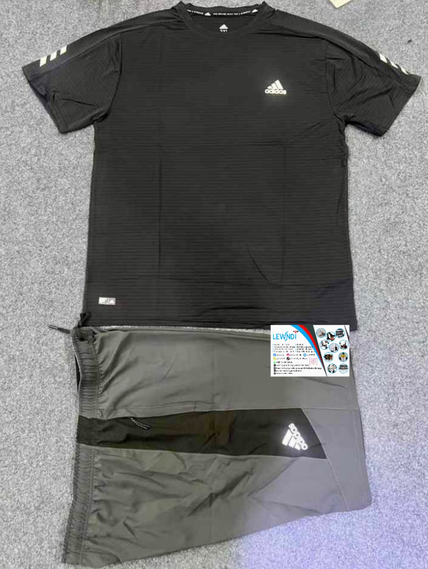 Ensemble T-shirt avec short Adidas (Noir/Gris) MS-07