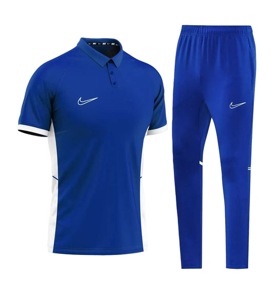 Ensemble T-shirt col roulé & Jogging Nike (Bleu)– Style Sport Premium