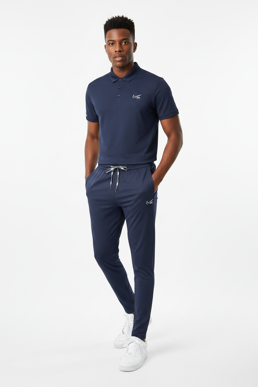 T-shirt col roule Ni-ke Air et pantalon jogging avec fermeture (Marine) TPJFMNS16